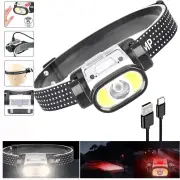 Wave Sensor 2000mAh 400LM 5 Lighting Modes LED Headlamp USB Rechargeable Head Torch COB Outdoor Cycling Adventure Fishin