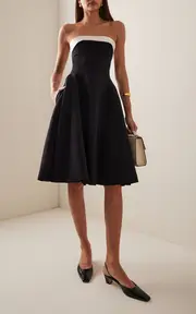 [Mirror Palais] Opera Strapless Crepe-Back Silk-Satin Lady-Length Dress