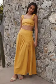 Mango Trees Maxi Skirt Mustard