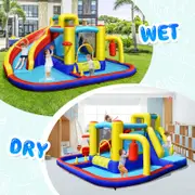 Costway 7-in-1 Inflatable Water Slides Kids Trampoline Jumping Castle Water Park Splash Pool w/Blower