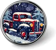 [FZMVSQH] Truck in Snow Printed Round Button Pin Badges Metal Pinback Buttons 1 Inch Pins for Hat Shirt Clothing Bags Decoration, Circular, Aluminum, Circular, Aluminum