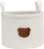 Teddy Bear Diaper Bag 9.45x7.09in Small Soft Polyester Cotton Cute Storage Bins with Handle Portable Bear Basket for Nursery Room Home