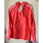 ADIDAS 連帽外套女 [橘]- 【全新L】 運動防風外套 (GFX PK OT JKT2 )