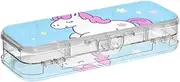 Yoogain Welcome Home Cute Cartoon unicorns Plastic Box For Pencils Double Layer Storage Pens Case For Kids With Lid