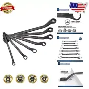 Premium 7Pc Black Oxide Bolt Extractor Wrench Set with 45° Offset Design