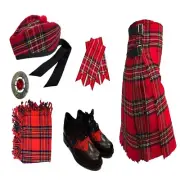 Mens Rare Scottish Tartan Kilt Outfit 6 PCS Wedding kilt set With Tartan Shoes
