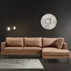 VILLIERS FABRIC 2 SEATER SOFA W/RHF CHAISE PRECISION-CUT STEEL FRAME SADDLE