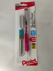Pentel Twist Erase .7 MEDIUM Click #2 Mechanical Pencil w/ Lead & Erasers PINK