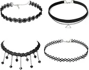 [YangQian] Gothic Choker Necklace for Women 4 Pack Black Velet Chokers for Girls Lace Goth Choker Necklace Gifts for Birthday Christmas