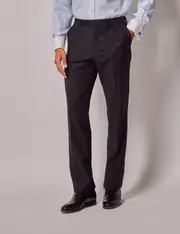 Hawes & Curtis Charcoal Chalk Stripe Wool Slim Fit Suit Trousers Size: 38" (EU 54)