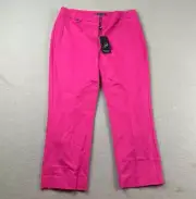 Adrianna Papell Pants Womens 8 Pink Flat Front Straight Leg Capri Pant NWT