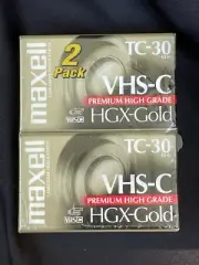 Maxell TC-30 VHS-C Premium High Grade Camcorder Tapes - 2 Pack - HGX-Gold - New