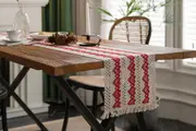 Cotton Linen Woven Fringed Washable Table Runner Kitchen Dinning Tabletop Decor-Style 3