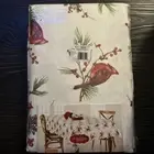 St Nicholas Square Christmas Cardinal Sprig Toss Print 60x102 Oblong Tablecloth