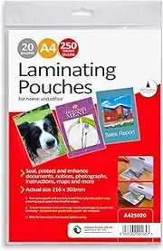Cathedral Laminating Pouches, 250 Micron A4, 20 Pouches