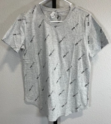 NWT Zyia Active Gray All Over Print Pattern Swoop T-Shirt Womens Sz M