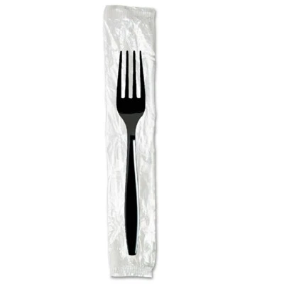 Dixie FH53C7 Individually Wrapped Heavyweight Forks - Black (1000/Carton) New