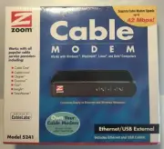 Zoom Cable Modem Ethernet/USB External Model 5241 Windows Mac Linux Unix NEW