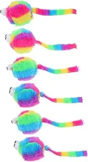 Happyyami 6pcs Cat Self-Playing Toys Plush Mouse Toy Filled with Catnip for Kitten Teething and Playtime Kitten Chewing Plaything Pet Supplies