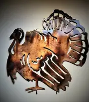 Fall and Thanksgiving Turkey Metal Wall Art Accent 13" x 12"