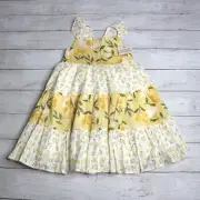 Catherine Malandrino Girl's Dress Size 7 Yellow White Floral Summer Sundress