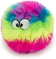 goDog Furballz Squeaky Plush Ball Dog Toy, Chew Guard Technology - Rainbow, Large