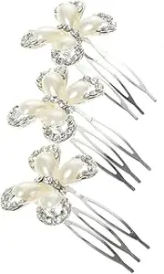 MOTHNUR Bride's Wedding Hair Accessories Pcs Rhinestone Pearl Hair Comb Side Hairpin for Bride