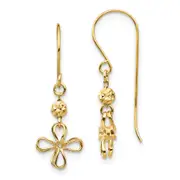 14K Yellow Gold Open Clover Dangle Earrings