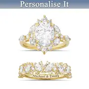 Bob Mackie Falling In Love Personalised Bridal Ring Set