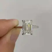 2.00Ct Emerald Cut Simulated Diamond Women's Wedding Ring 14K White Gold Plated