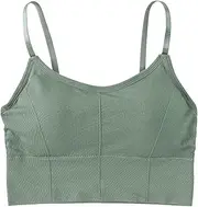 Oimzzr Women Wirefree Padded Sports Bra Strappy Active Tops for Yoga Gym Workout Fitn Running
