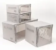 Periea S/4 Assorted Modular Collapsible Storage Boxes in Grey