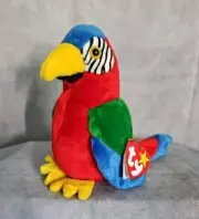 TY Beanie Baby - JABBER the Parrot (6.5 inch) 1997 hang tag 1998 tush tag