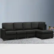 5 Seater Modular Lounge with Chaise (Dark Grey)