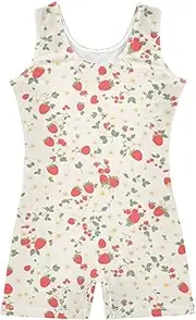 [FRODOTGV] Sweet Strawberry Leotards for Girls Gymnastics with Shorts Soft Tumbling Dance Outfit for Training, Yoga, Tumbling
