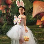 女孩兔子服裝女嬰復活節彩蛋蝴蝶結芭蕾舞短裙連衣裙節日萬聖節兒童生日服裝動物兔子短裙 2-12