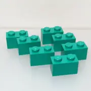 Lego 7 Pc Teal Blue Green 2x1 Bricks 6217659
