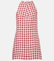 [Asceno] Asceno Antiqua gingham linen minidress AU 12 red