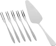 Zerodeko 1 Set Silver Stainless Steel Cake Server and Fork with Dessert and Fruit Forks for Serving Cakes Pastries and Salads at Events Elegant Dining Essentials