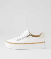 New Mollini Chessy White Leather Suede Sneakers Womens Shoes Casual