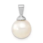 14k White Gold 14k White Gold 10-11mm White Round South Sea Saltwater Cultured Pearl Pendant