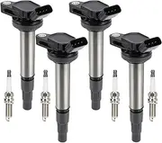 UF596 Ignition Coil Pack and 93501 Iridium Spark Plug Compatible with 2009-2014 Toyota Corolla Matrix Prius C-HR, Pontiac Vibe, Scion xD, CT200h 1.8L Replaces UF-596 C1714 GN10341