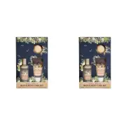 2x 3pc Urban Evie Floral 100g Bath Salt/50g Bath Bomb/50ml Body Scrub Set Navy