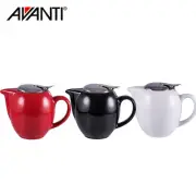 New AVANTI Camelia Teapot 350ml S/S Infuser Flip Top Lid Black Red White