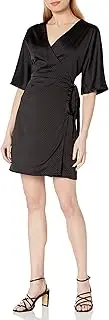 [MinkPink] Women's Polka Dot Satin Wrap Dress
