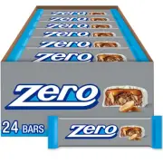 ZERO White Fudge, Caramel, Peanut and Almond Nougat Candy Bar, 1.85 oz (24 Co...