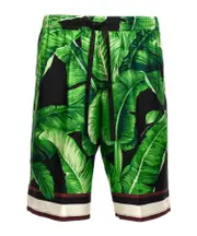 Dolce Gabbana Leaves-Printed Drawstring Shorts IT50,IT48 Green