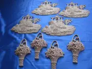 Vintage 8 Decortive Applique Ornamental Unpainted Pieces
