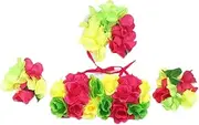 [LIFKOME] 5pcs Hawaii Grass Skirt Flower Bikini Floral Bikini Hawaii Bikini Puffy Dress Flower Dresses Hawaiian Costume Hawaii Hula Skirt Hip Skirt Wig Fairy Dress Metallic Color Red Banquet