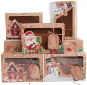 12 Pack Christmas Cookie Boxes Large Holiday Bakery Gift Boxes with Paper NEW